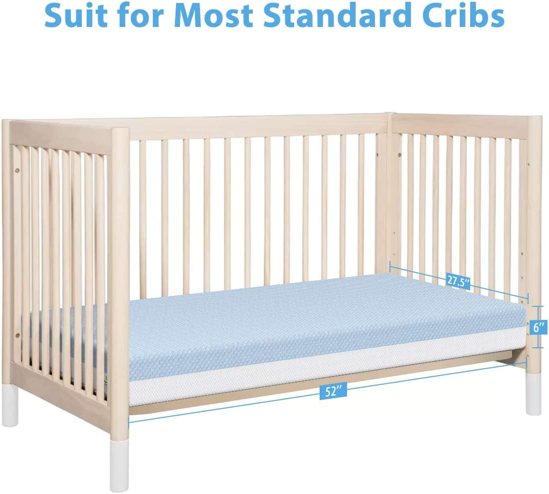 Dual Sided Crib and Toddler Mattress. 6 inch 2-in-1 Foam Baby Mattress for Standard Full Size Crib. with Removable Washable Cover