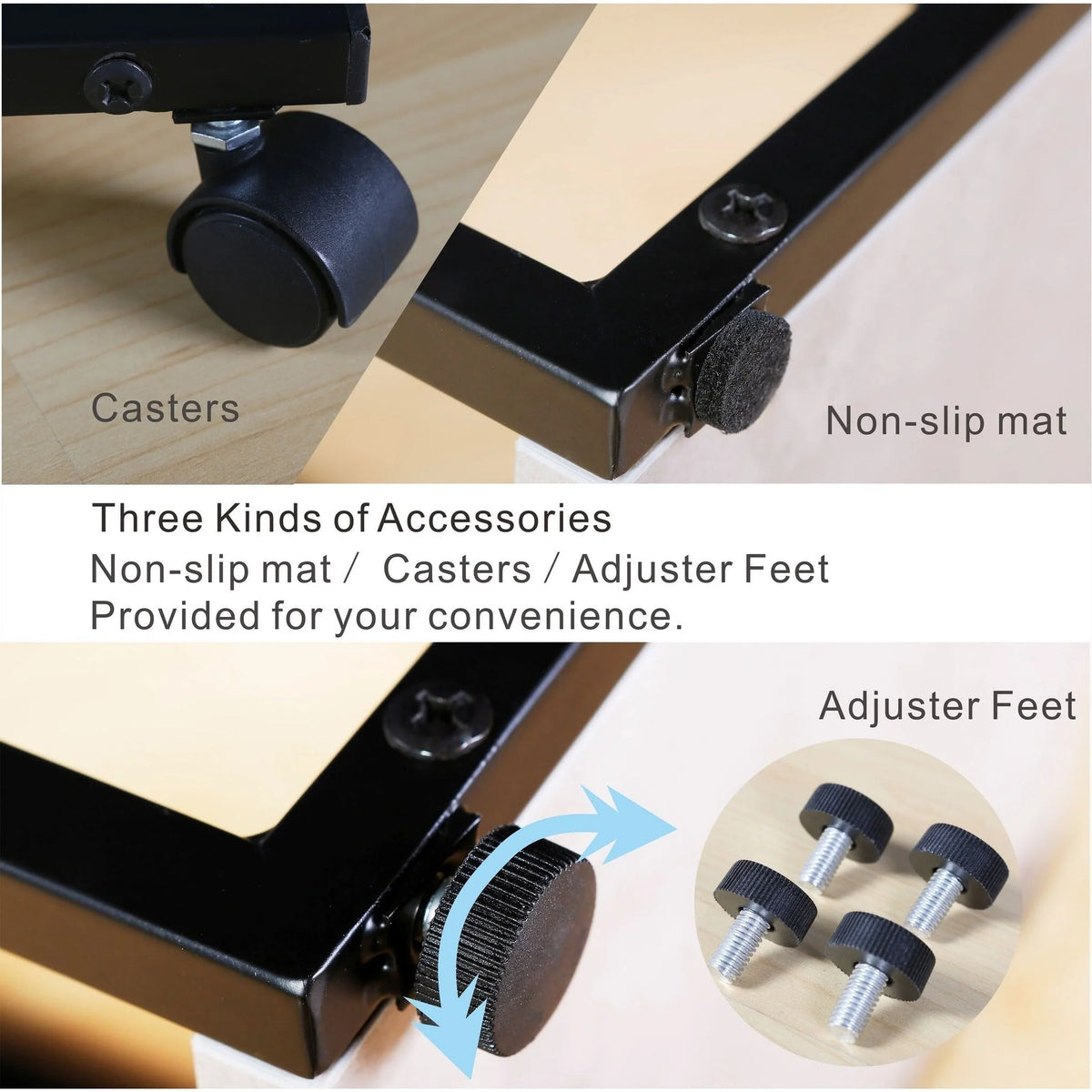 JJS Side End C Table for Sofa, Living Room Couch Table Snack Table That Slide Under for Small Spaces Cement/Black