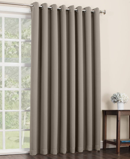 Sun Zero Jonah Extra Wide Blackout Patio Curtain Panel Stone