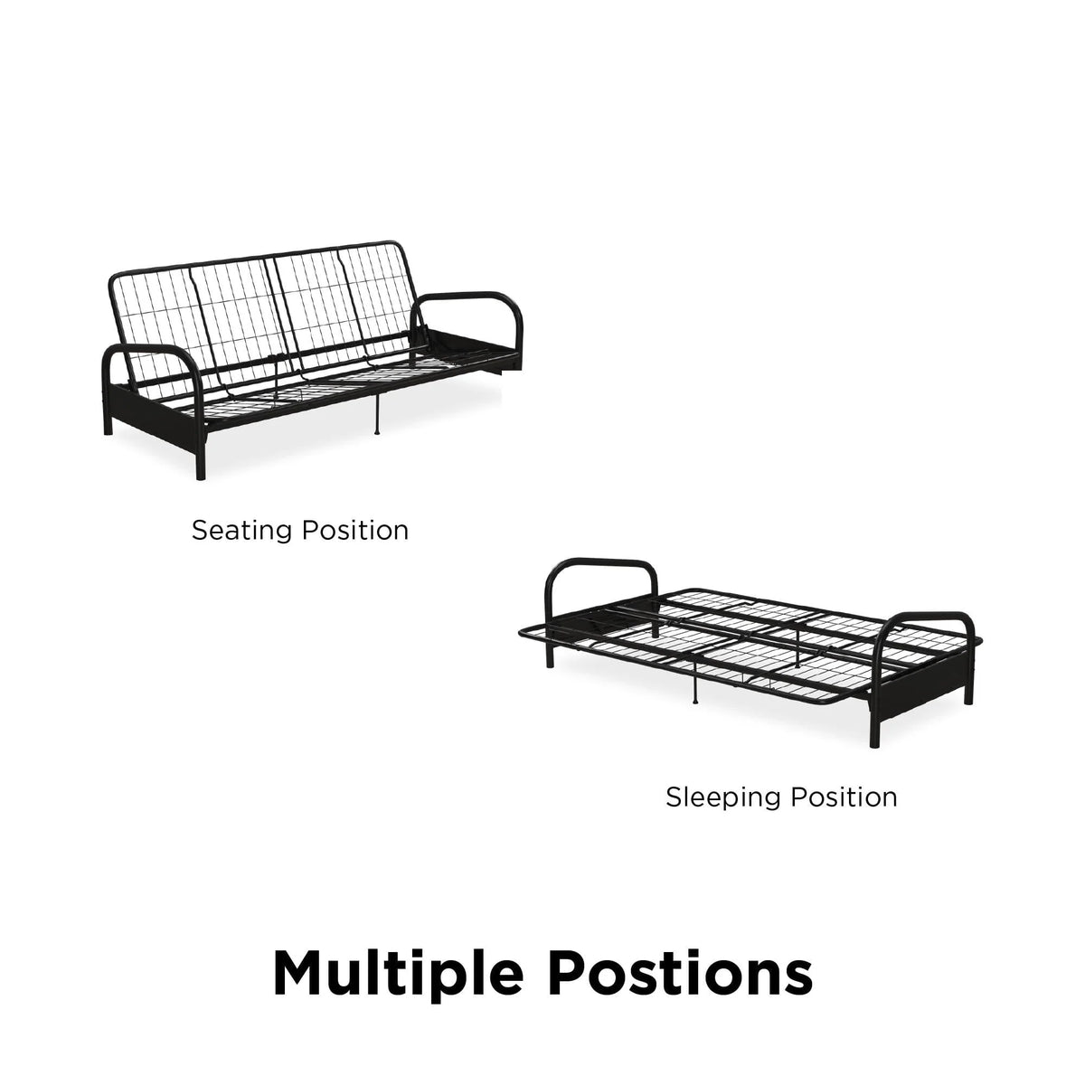 DHP Vermont Metal Futon Frame, Black